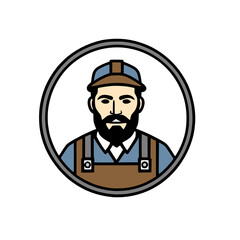 worker man with helmet cartoon