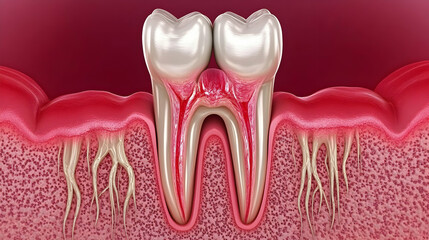 human teeth anatomy, Tooth Infection Anatomy - Cross-Section Dental Disease Illustration