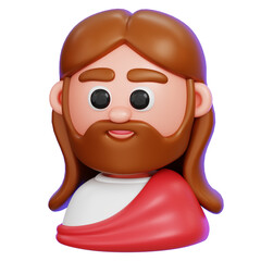 Jesus Christ cute cartoon character isolated. 3D render illustration