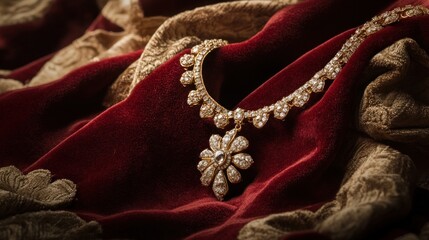 Luxurious Diamond Necklace on Red Velvet
