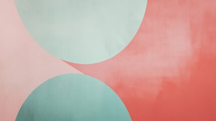 Muted coral and teal minimalist design features overlapping half-circles for a modern aesthetic in home decor
