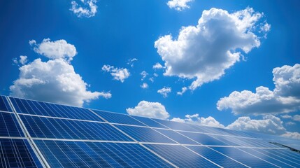 Solar panels under a sunny sky