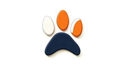 Fototapeta premium Vibrant Orange and Navy Blue Paw Print Illustration AI Generated