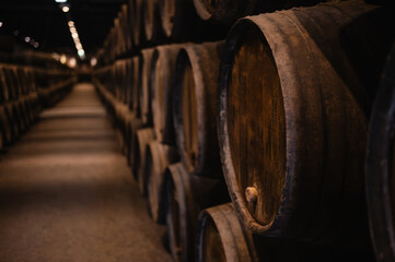 Fortified Wine Production: Storage Barrels in Portuguese Winer