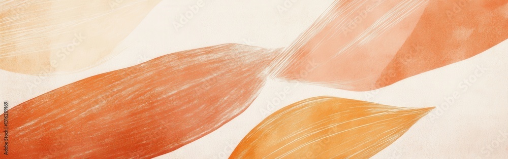 Poster Elegant and rough pencil strokes create a dynamic composition with warm hues and flowing shapes