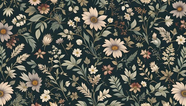 "Timeless herbal seamless pattern with elegant botanical motifs, perfect for sophisticated designs."
