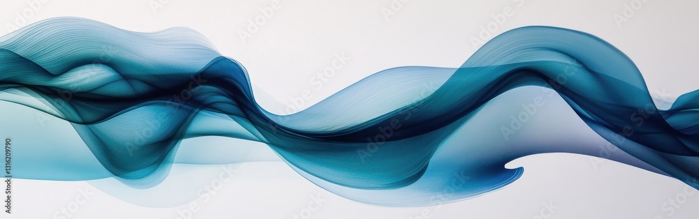 Poster Flowing lines in gradient indigo create a soothing visual rhythm in artistic expression of motion