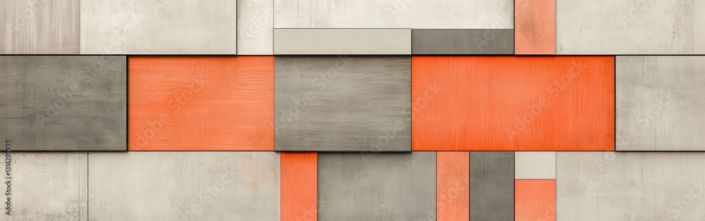Leinwandbilder elegant fragmented coral and gray grids create modern artful design in a contemporary setting