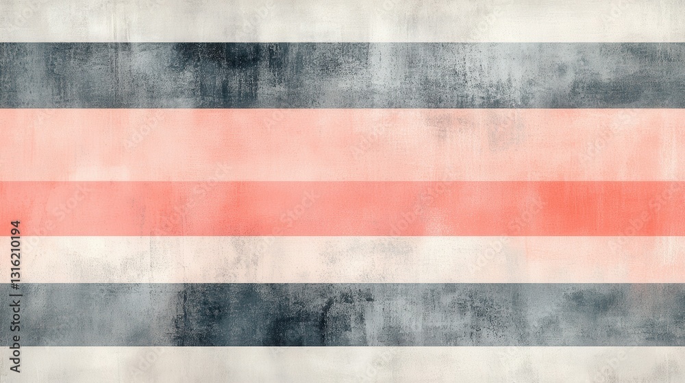 Poster coral and gray horizontal stripes create an elegant and modern backdrop for interior design and deco