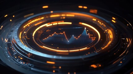 Futuristic HUD showing stock market data