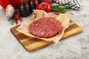 Raw beef burger cutlet minced meat