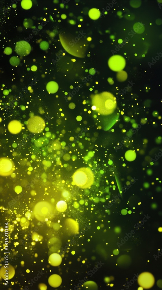 Leinwandbilder bright neon greens and yellows create a sparkling abstract display in a dark setting at night