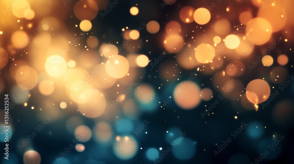 Poster Soft orbs of light swirl and shimmer, creating a magical atmosphere filled with warmth and wonder. This enchanting display unfolds in a dreamy blend of colors and textures