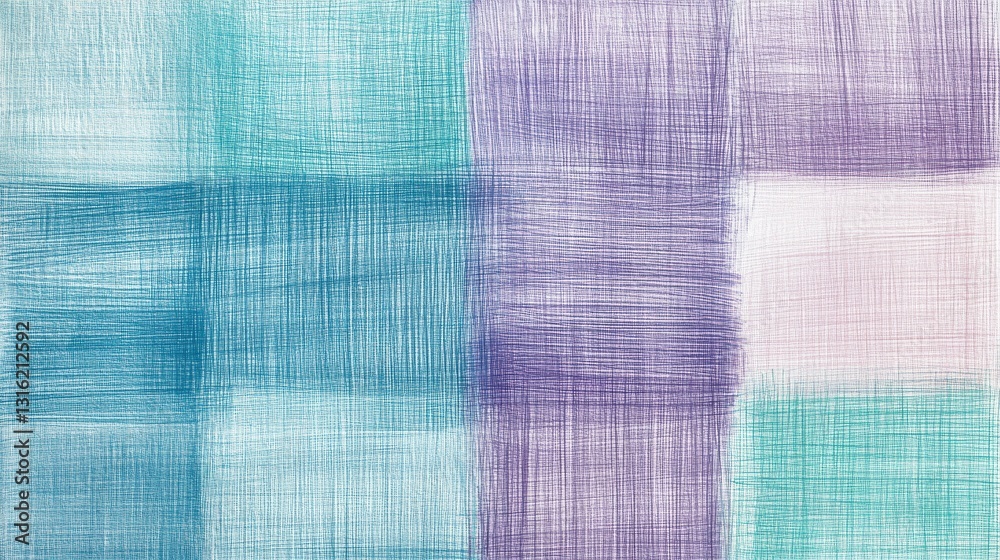 Fototapete exploration of muted colors and abstract pencil strokes creating a textured grid pattern