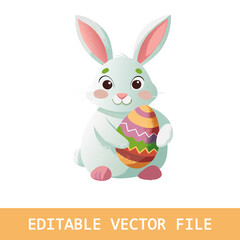 Cute Easter Bunny with Eggs  Illustration