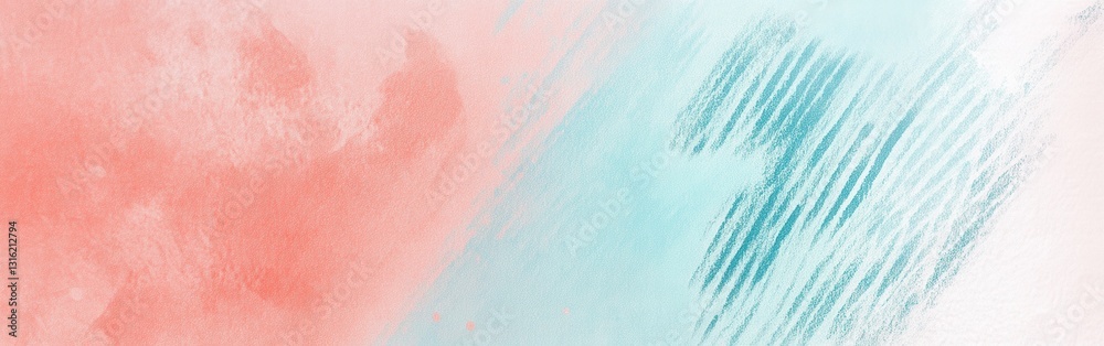 Poster abstract pencil strokes creating a gradient in muted blue against soft pastel tones