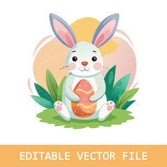 Easter rabbit egg illustration colorful vector
