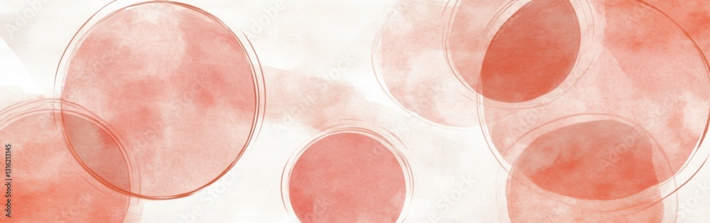 Fototapete abstract pencil strokes form circular patterns in muted coral against a light background for a calmi