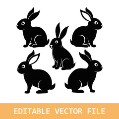 Rabbit silhouette bundle vector illustration