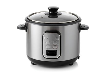 Rice Cooker Appliance Still Life on White Background for Cooking