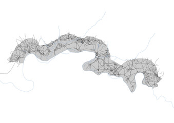 vector map of highways and building of kuntaur division in the country of gambia with gray color