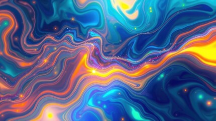 Fototapeta premium Abstract Flowing Lines with Vibrant Colors and Shimmering Light