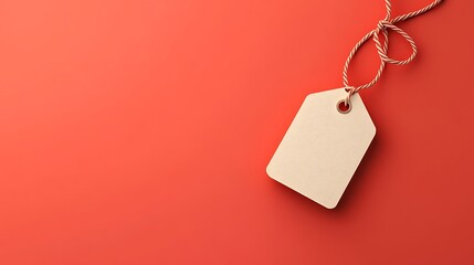 Blank Wooden Tag on Coral Background: A Simple Product Label 3D Render AI Generated