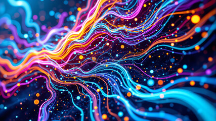 Vibrant Abstract Colorful Lines and Particles