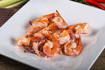 Shrimp cocktail with salad and sauce