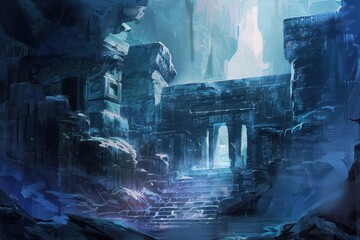 Ancient Temple Ruins In Icy Wilderness