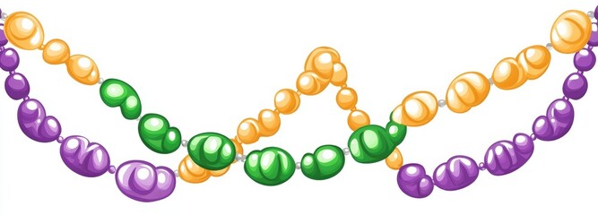 Fototapeta premium Mardi Gras festival decorations feature isolated Carnival background with modern illustration of Mardi Gras beads border, suitable for celebration confetti, social media post, banner, and print