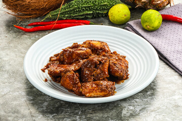 Indian cuisine - Vindaloo fish with spices