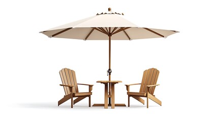 Outdoor umbrella wooden chairs set images