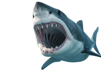 Isolated Great White Shark with Open Mouth