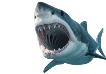 Isolated Great White Shark with Open Mouth