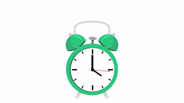 green alarm clock ringing isolated on alpha channel transparent Background. Perfect for time management, mornings, punctuality, productivity concepts