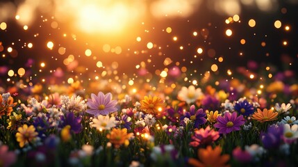 Stunning flowers bathed in bright sunlight creating a cheerful and inviting atmosphere in nature