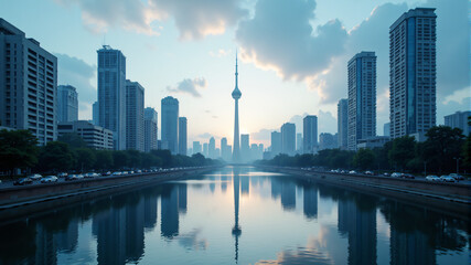 Fototapeta premium Stunning Cityscape at Dawn