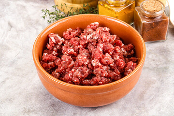 Raw beef minced meat for cooking