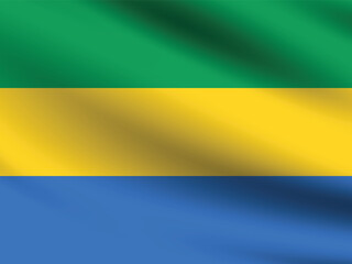 Gabon flag official colors and proportion digital vector illustration. Pleated flag.