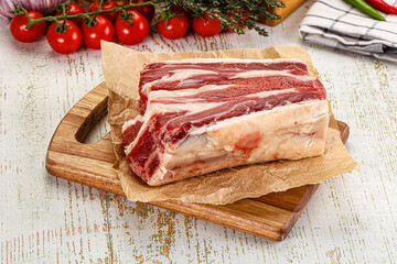 Raw beef ribs for cooking