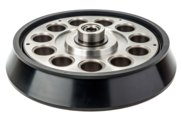 Centrifuge rotor with sample holders isolated with transparent background