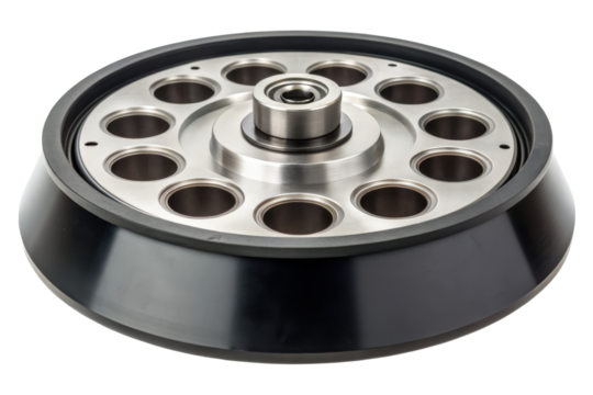 Centrifuge rotor with sample holders isolated with transparent background