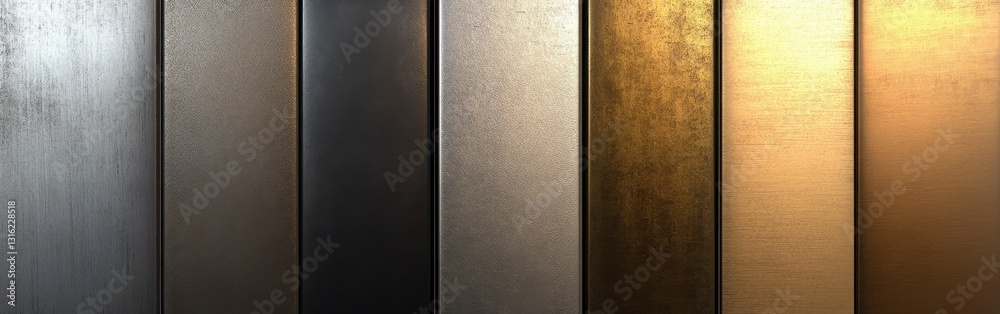 Poster brushed metal texture transitioning from cool tones to warm hues in a seamless gradient layout