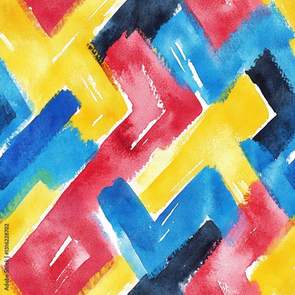 Poster bold watercolor doodle patterns featuring vibrant colors and dynamic shapes in a playful arrangement