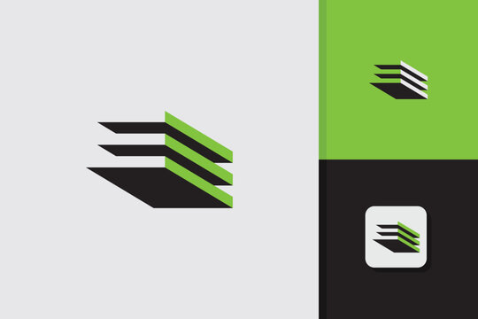 letter e block logo design vector template	