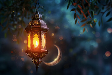 Beautiful greeting card with holiday composition for happy celebrate Ramadan, abstract vivid composition consists of fictional unreal fantastic vision on background