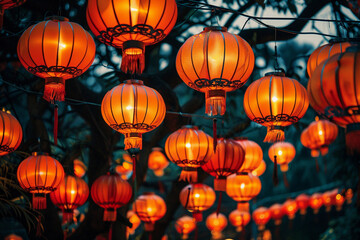 Beautiful holiday composition for happy celebrate chinese festival of lanterns, abstract vivid composition consists of fictional unreal fantastic vision on background