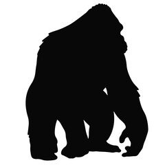 Gorilla silhouette standing against white background, animal symbolism
