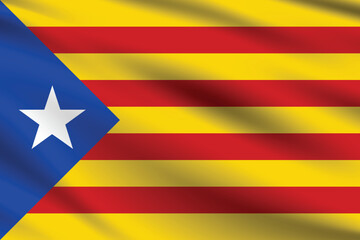Catalonia flag official colors and proportion digital vector illustration. Pleated flag.
